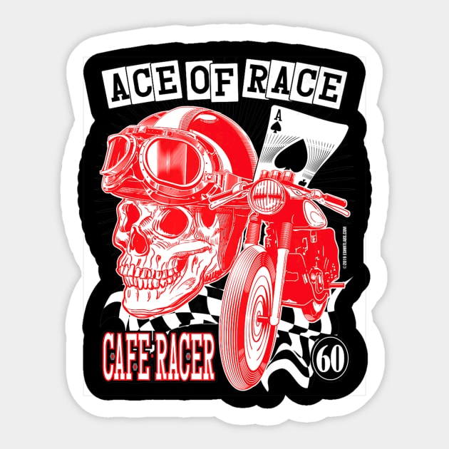 Ace of Race Skull Helmet Sticker by Feliz ZombiePunk